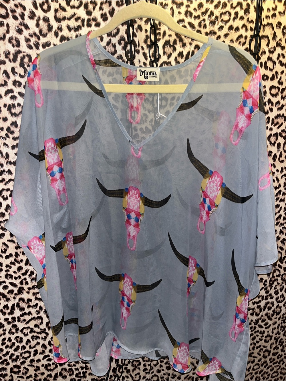 Sheer Blue Steer Western Top